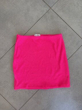 Good American Neon Pink Textured Knit Mini Skirt